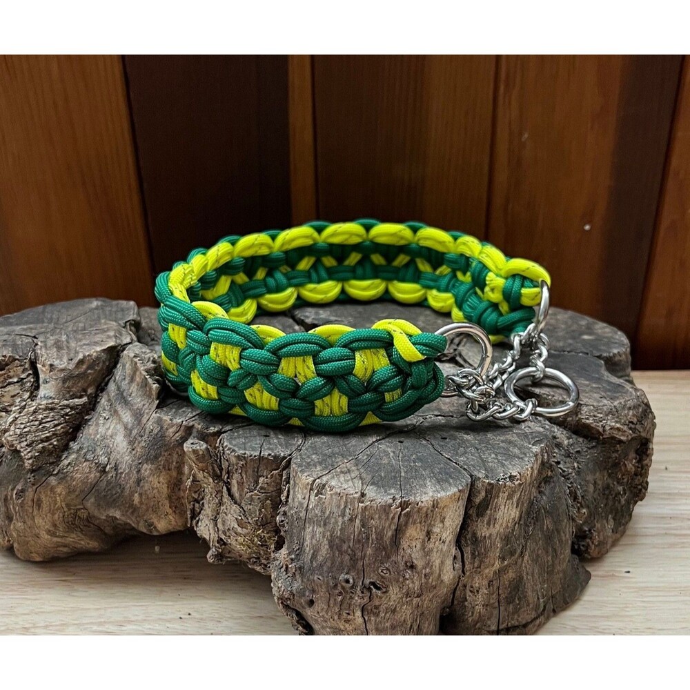 Fits 16 in. Neck Size, Half Check Chain Paracord Dog Collar HANDMADE NEW